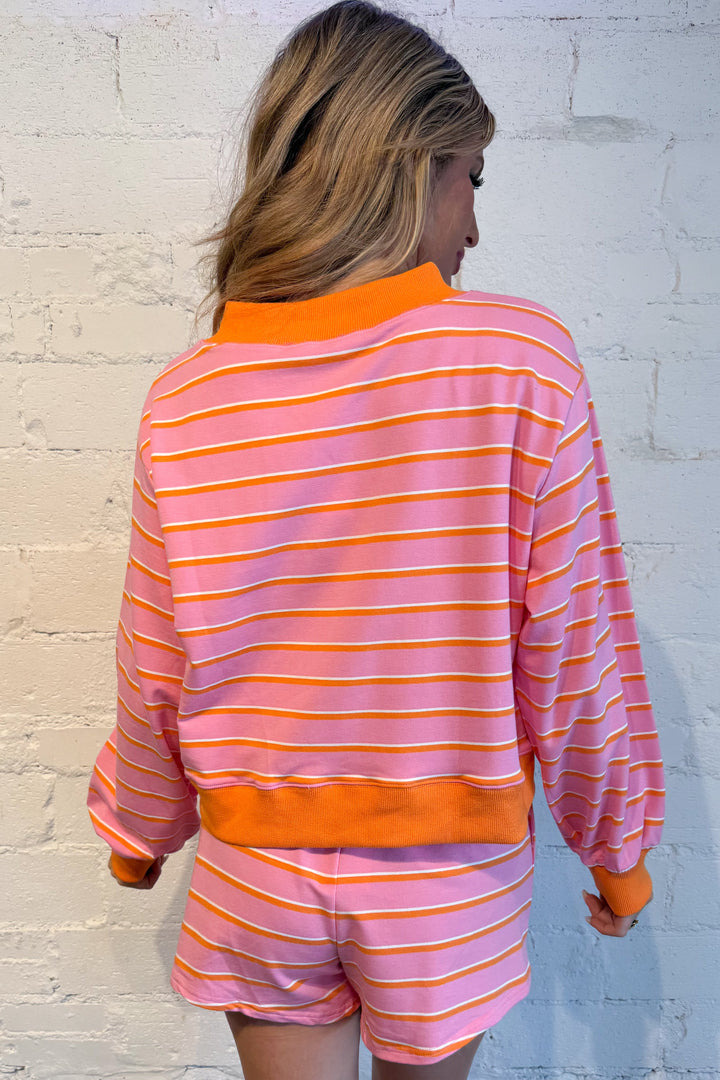 Malibu Morning Sweat Shorts Orange and Pink Back, adeline boutique, dallas boutique, boutique