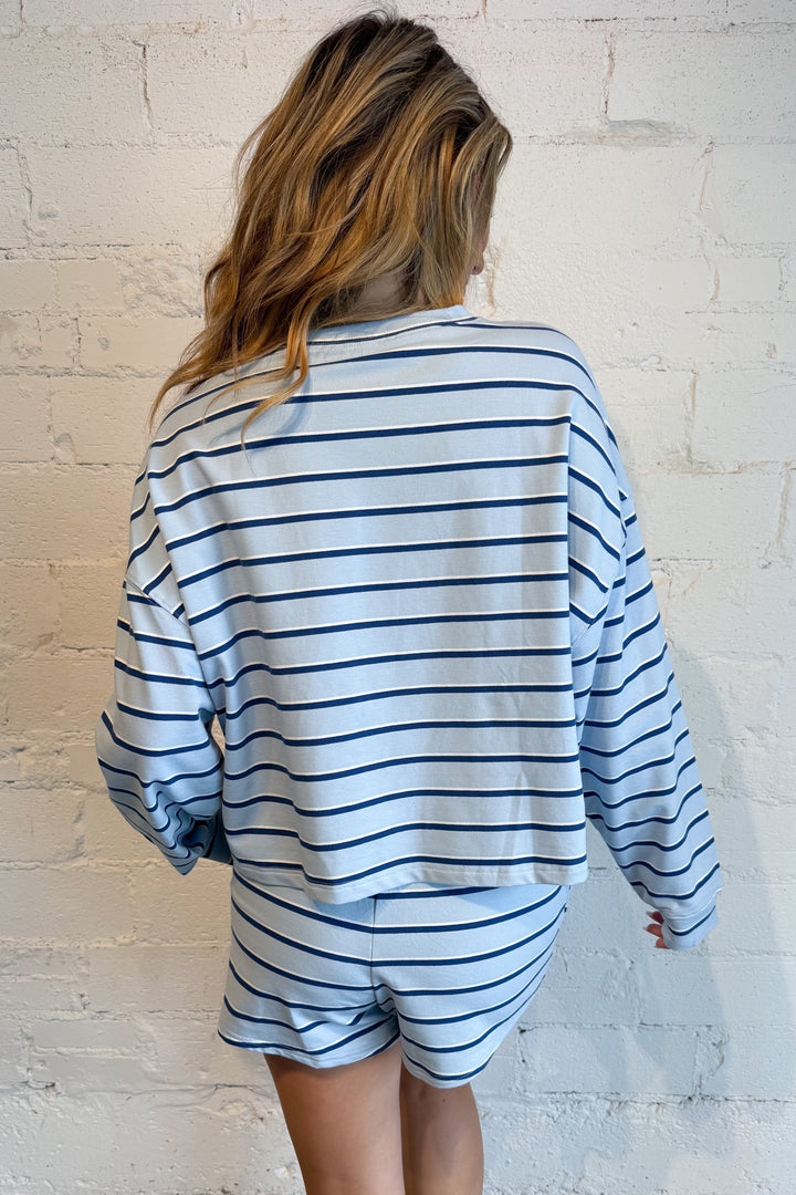 Malibu Morning Sweatshirt Blue Back, adeline boutique, dallas boutique, boutique