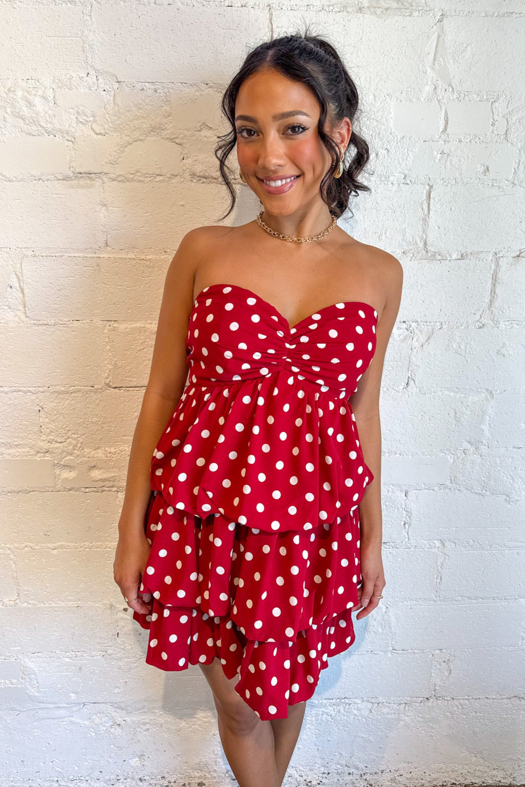 Marlowe Polka Dot Dress, Polka Dot Dress, Strapless Polka Dot Dress, Boutique Dresses, Adeline Boutique, Dallas Boutique