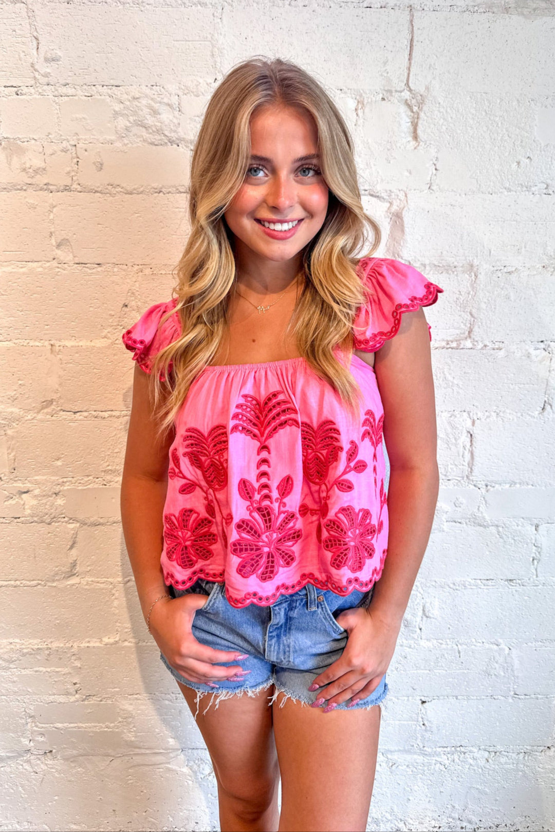 Meadow Stitch Top, Tops, Summer Tops, Lace Top, Adeline Boutique, Dallas Boutique, Boutiques 