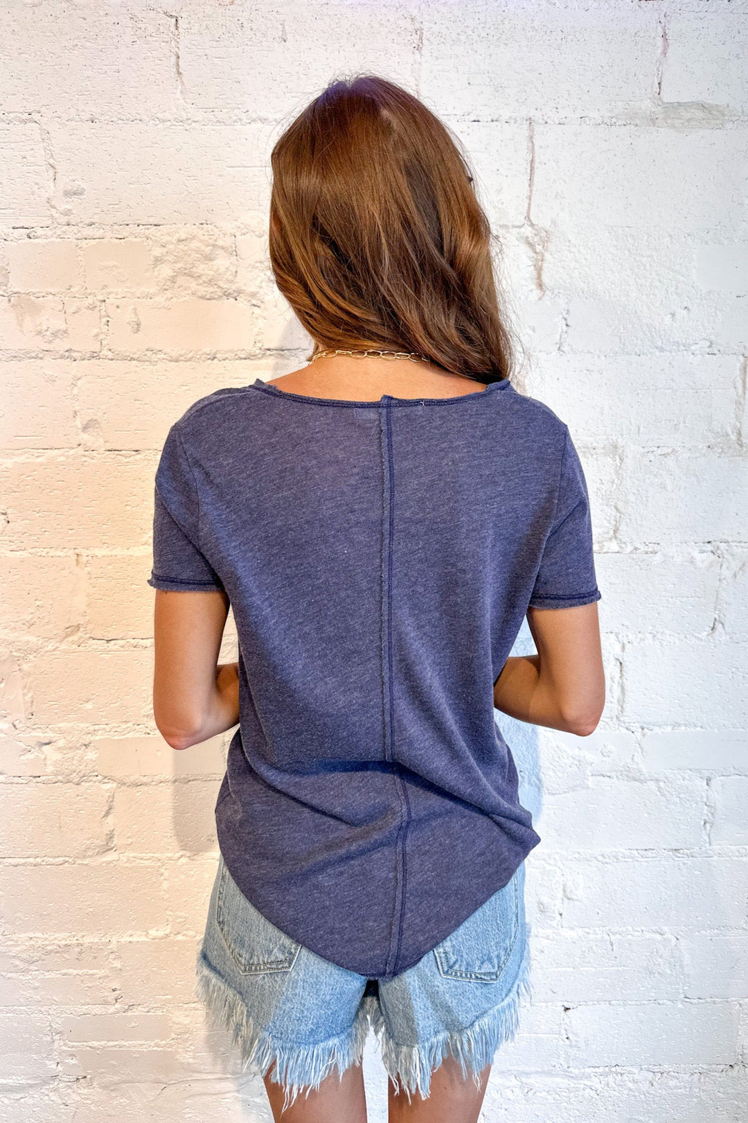 Midnight Navy Wearever Tee, Basic Tee, Tee, Adeline Boutique, Dallas Boutique, Vneck, Oversized Tee