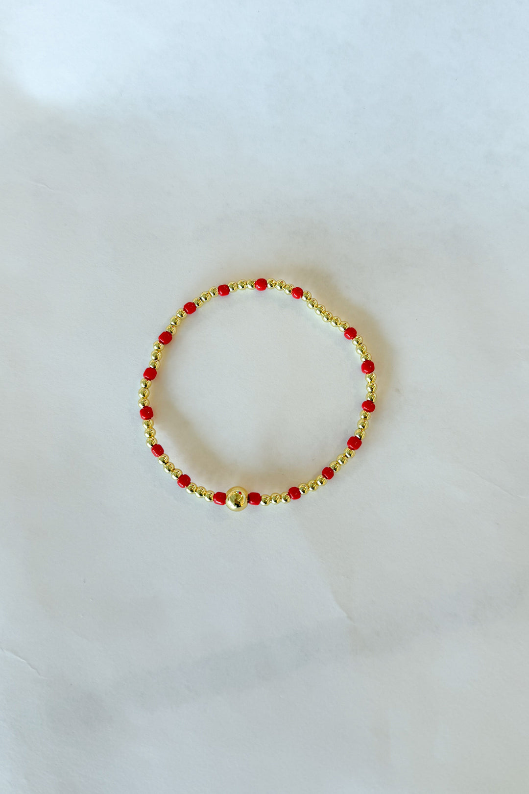 Mini Beaded Stainless Steel Bracelet Red, dallas boutique, boutique, bracelet, bracelets. adeline boutique