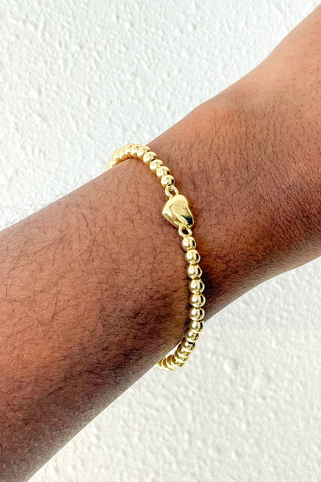 Mini Gold Heart Beaded Bracelet, Gold Bracelet, Jewelry, Adeline Boutique, Dallas Boutique, Accessories, Valentine's Gift, Gift Ideas
