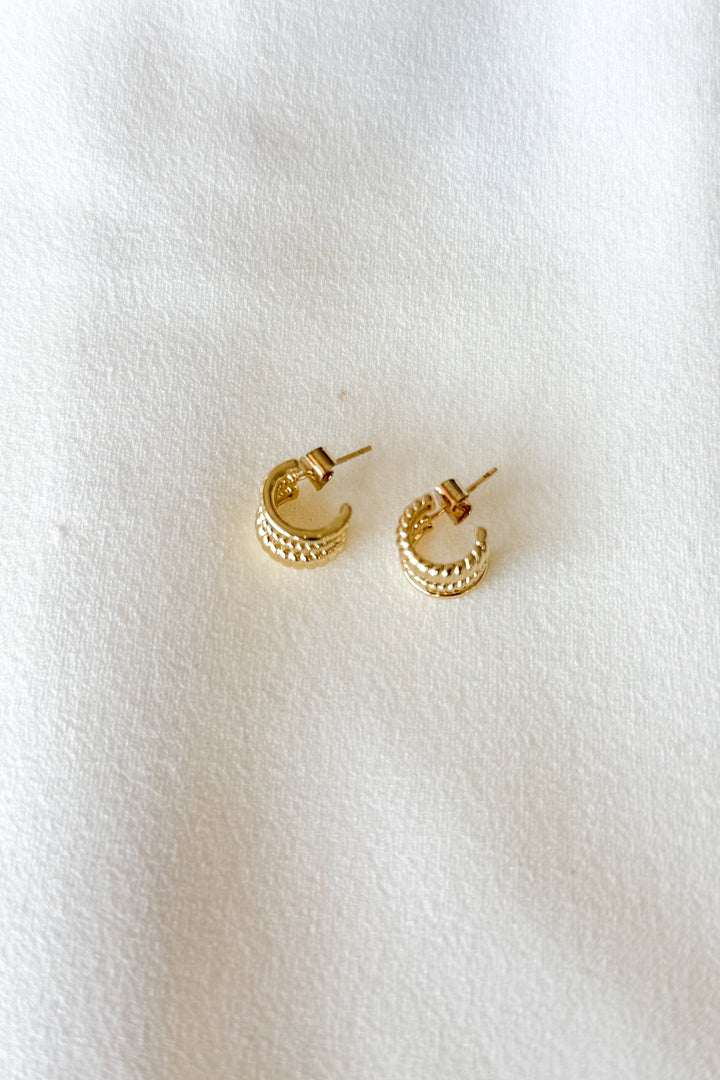 Mini Triple Hoop 14k Gold Dipped Earring, Earrings, Mini Hoop Earrings, Hoop Earrings, Jewelry, Boutique Jewelry, Dallas Boutique, Adeline Boutique