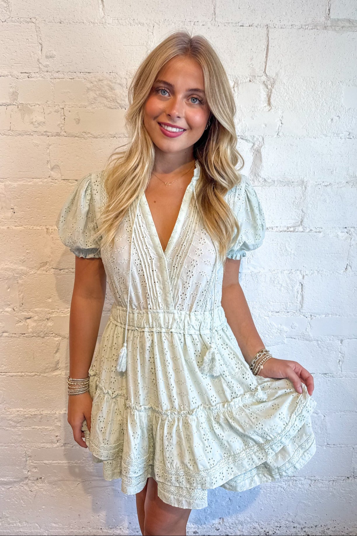 Minty Eyelet Ruffle Tier Mini Dress, Babydoll Dress, Summer Dresses, Summer Styles, Vacation Dress, Adeline Boutique, Dallas Boutique, Boutique Dresses