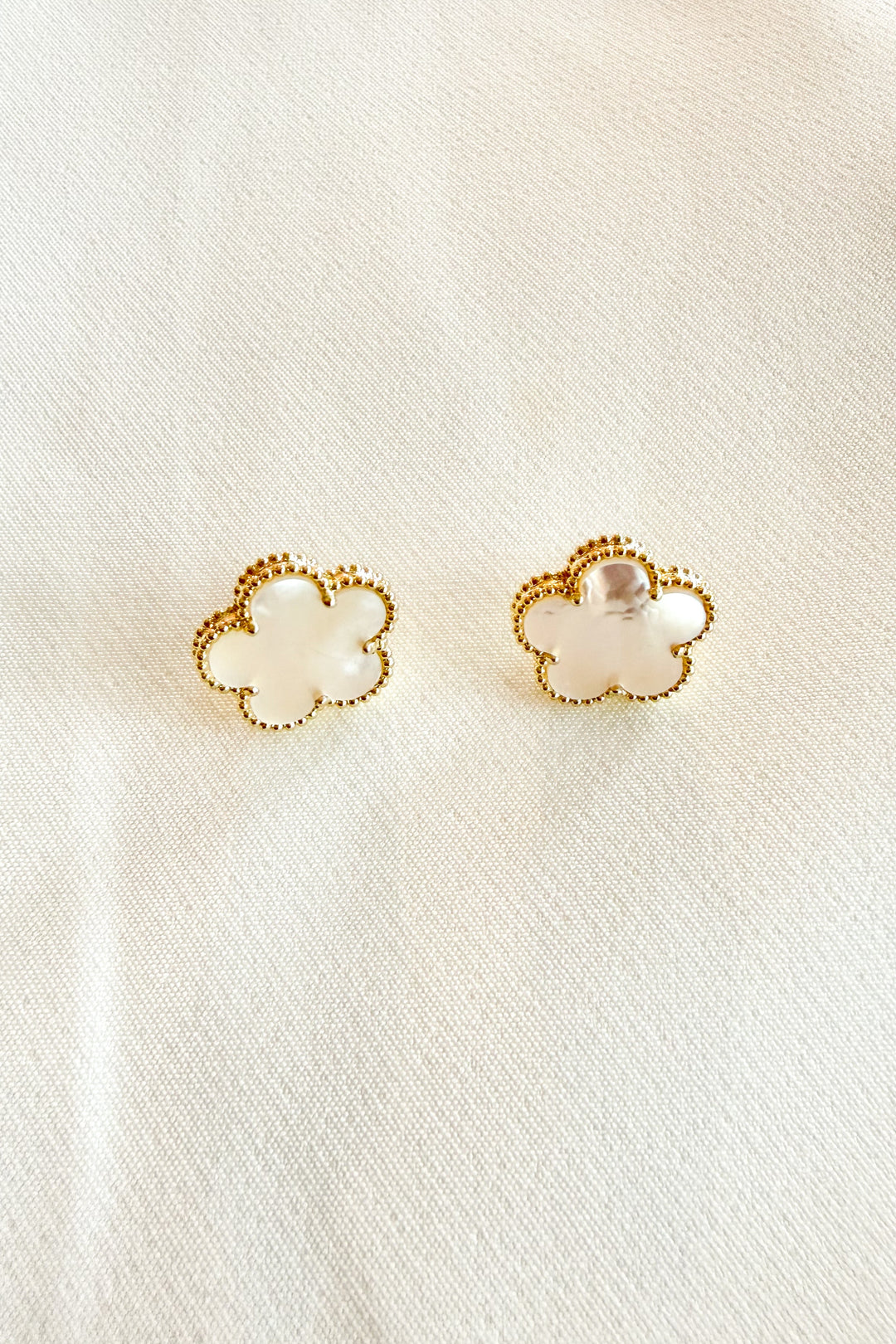 Mother of Pearl Clover Studs, Clover Studs, Earrings, Adeline Boutique, Dallas Boutique, Boutique Jewelry
