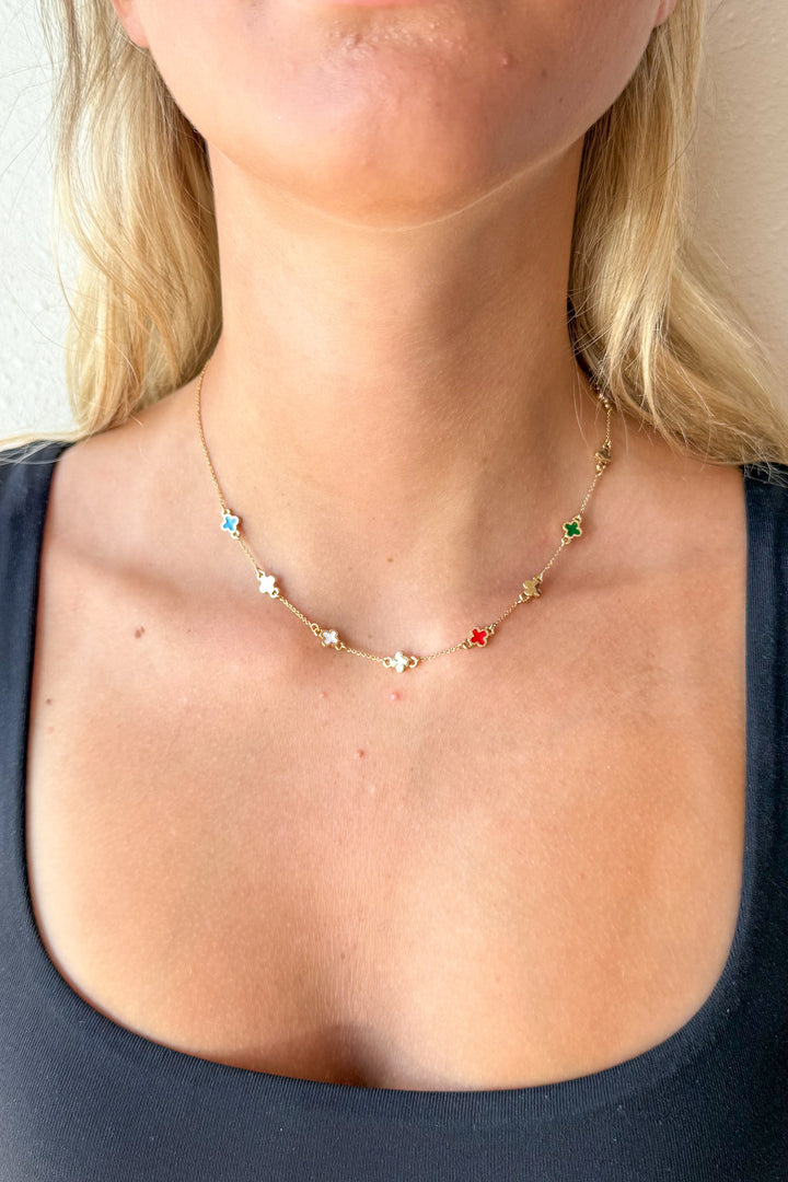 MultiColor Four Ever Clover Necklace, Clover Necklace, Necklace, Jewelry, Adeline Boutique, Dallas Boutique