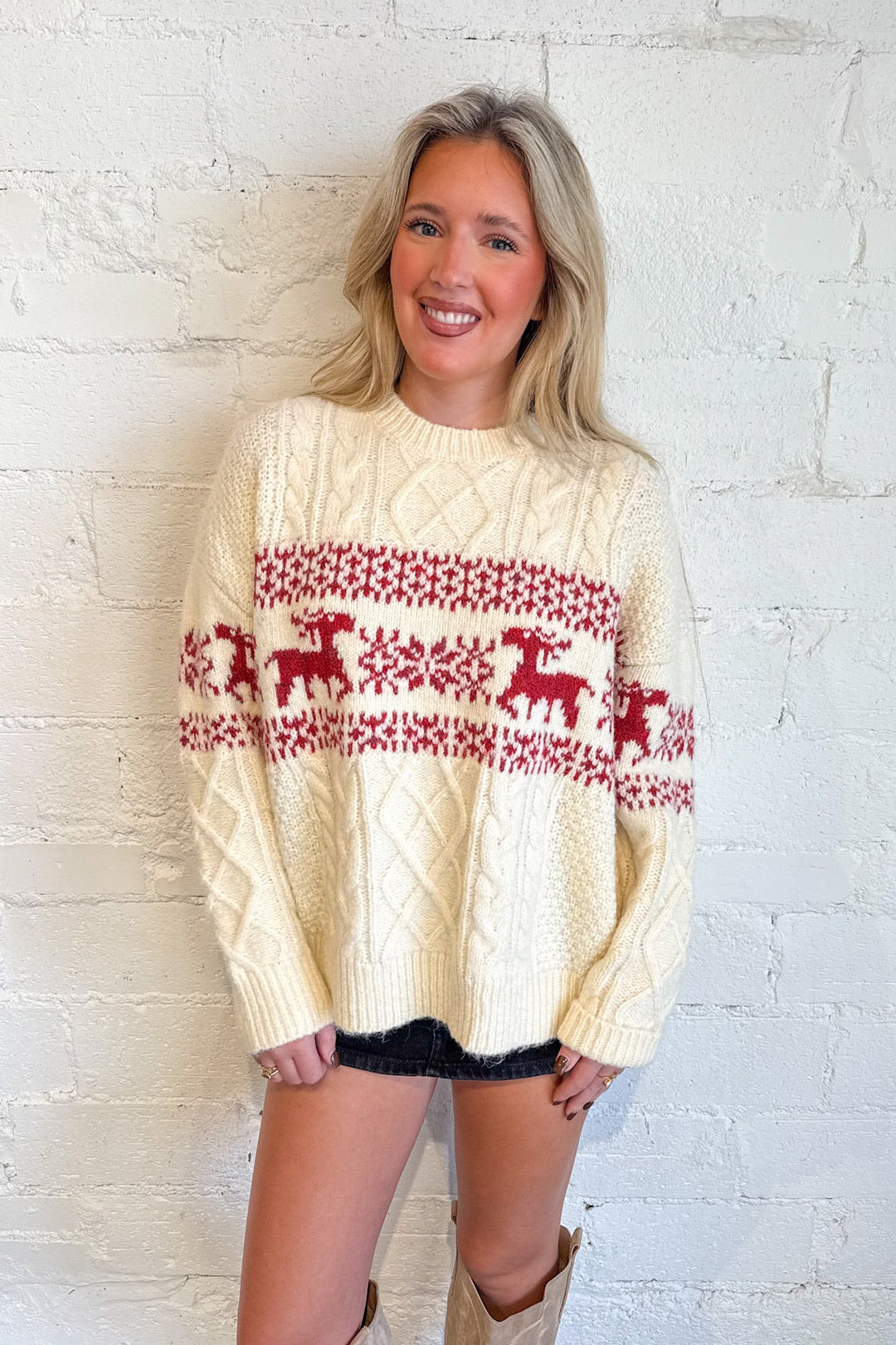 Nordic Holiday Sweater, Christmas Sweater, Sweaters, Adeline Boutique, Dallas Boutique, Holiday Sweaters, Knit Sweaters, Women's Clothing Boutique