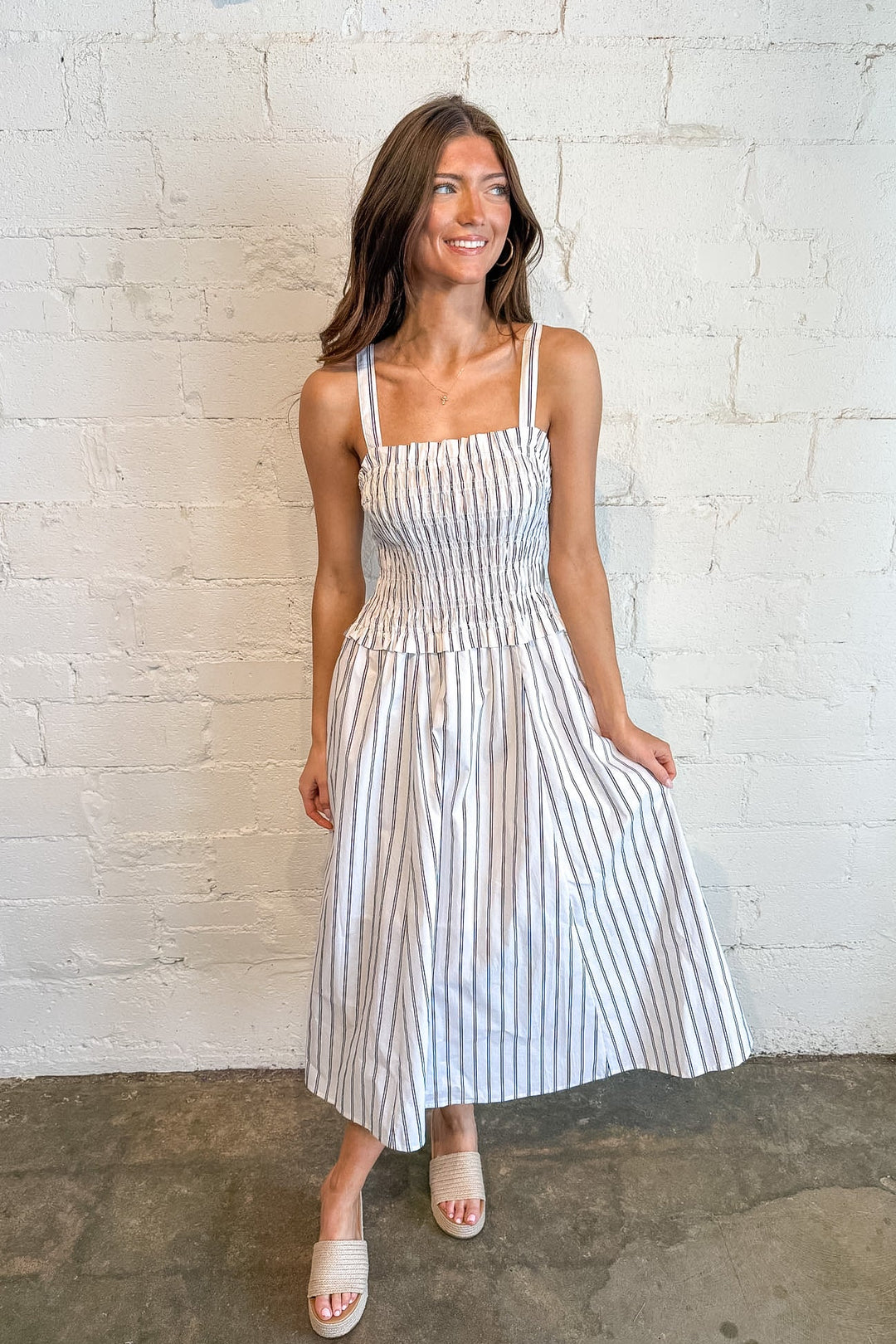Nova Striped Midi Dress, Maxi Dress, Maxi Striped Dress, White Maxi Dress, Spring and Summer Dresses, Vacation Dresses, Adeline Boutique, Dallas Boutique