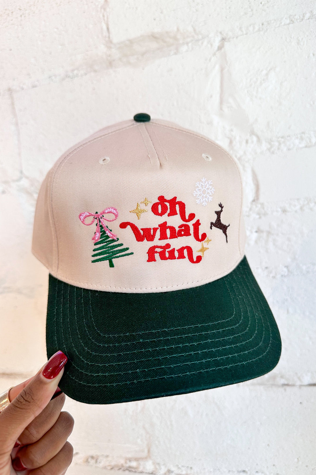 Oh What Fun Embroidered Hat, Graphic Hat, Trucker Hat, Adeline Boutique, Holiday Hat