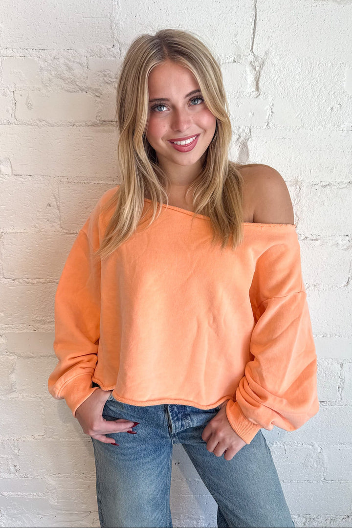 Cozy Off Shoulder Sweatshirt, Sweatshirt, Crewneck, Off the Shoulder Tops, Basics, Adeline Boutique, Dallas Boutique