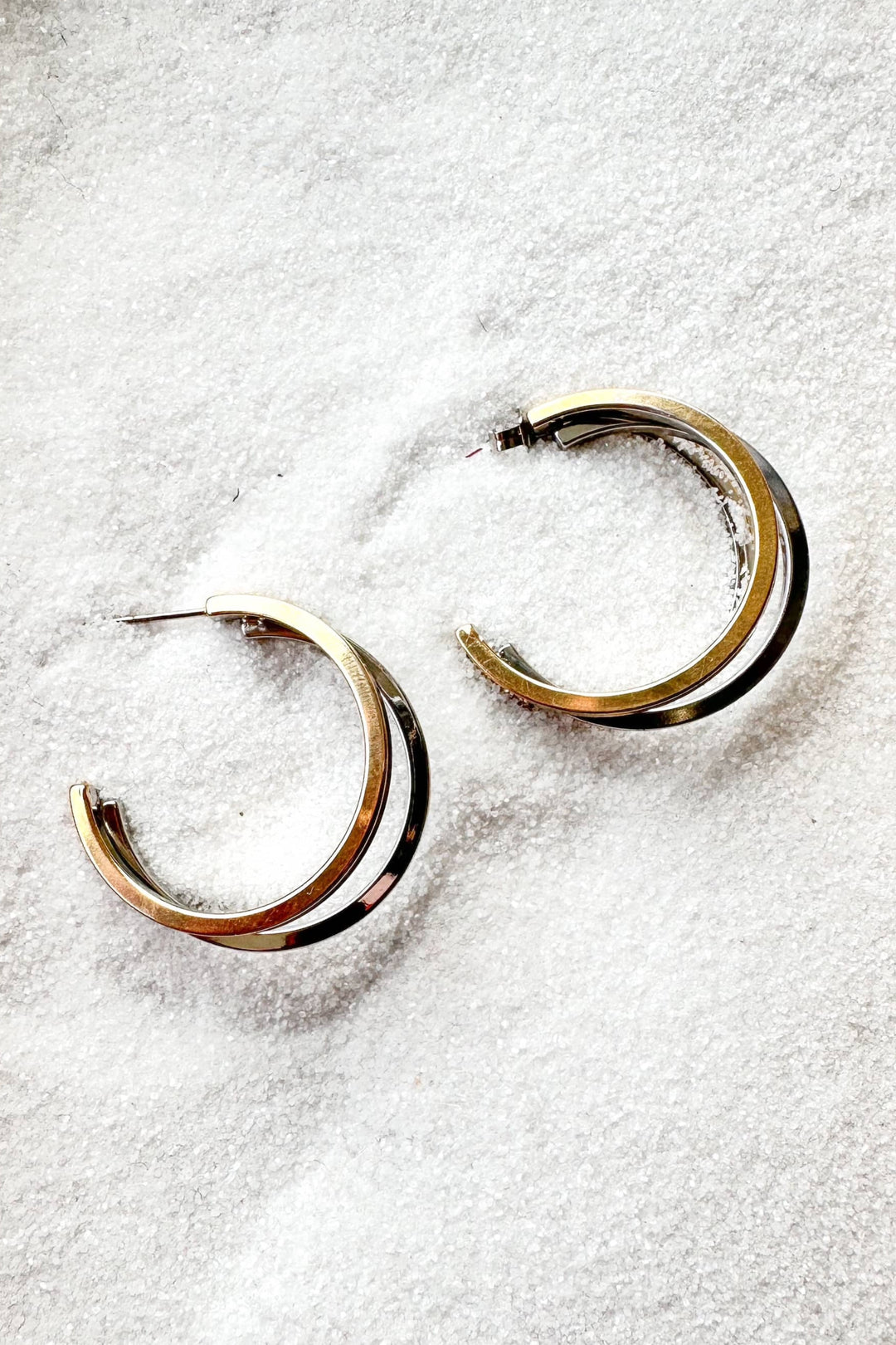 Out Of The Ordinary Hoop Earring, Hoop Earrings, Two Tone Earrings, Jewelry, Adeline Boutique, Dallas Boutique