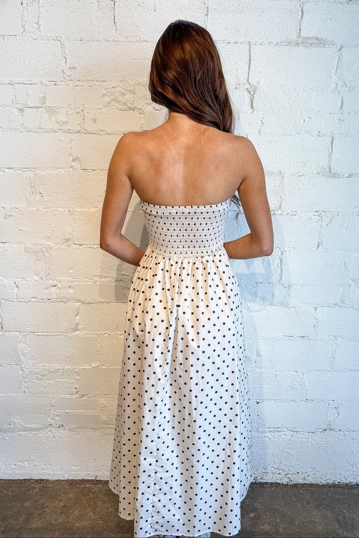 Paige Polka Dot Maxi Dress, Maxi Dress, Polka Dots, Adeline Boutique, Dallas Boutique, Spring Dresses, Vacation Styles, Maxi, Strapless Maxi Dress