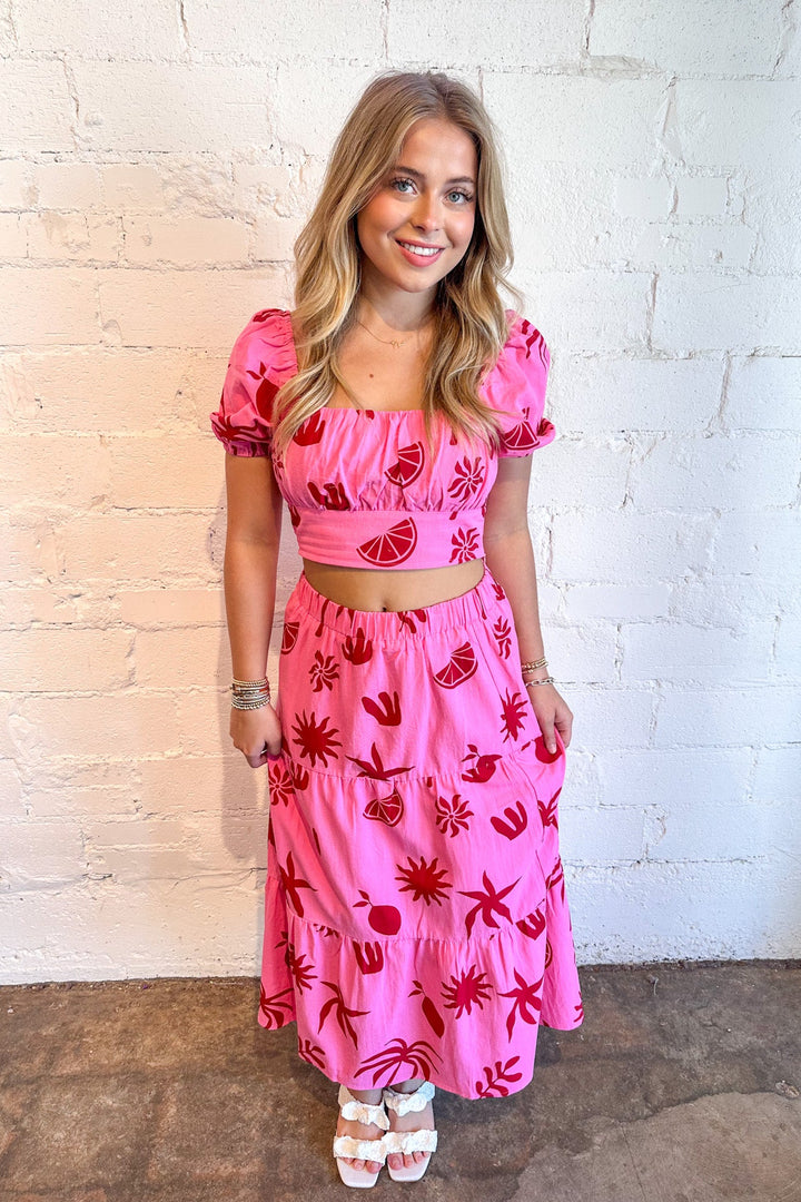 Painted Blooms Midi Skirt, Two Piece Set, Matching Set, Vacation Styles, Summer Sets, Maxi, Adeline Boutique, Dallas Boutique, Boutiques
