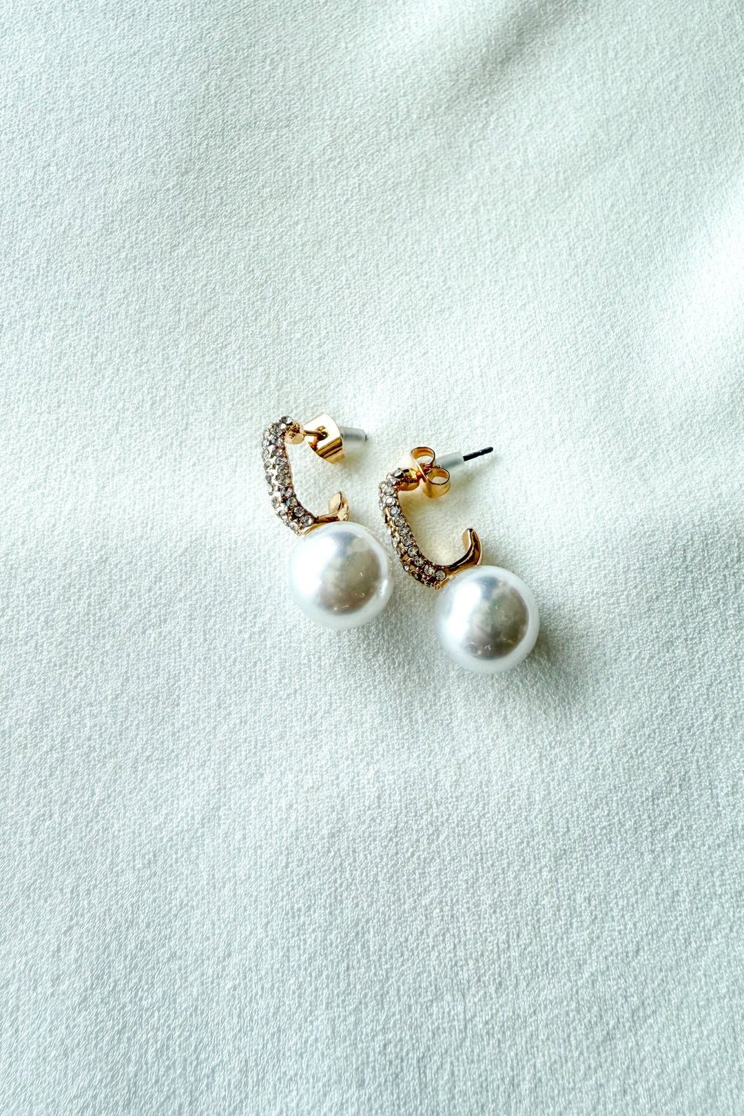 Pearl & CZ Hoop, Hoop Earrings, Pearl Earrings, Accessories,Jewelry, Wedding Jewelry