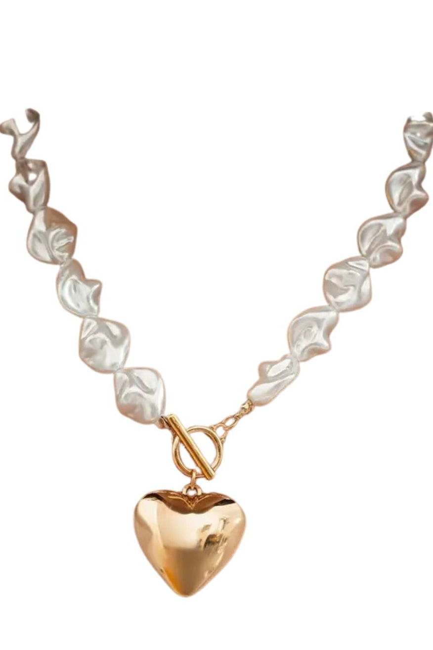 Pearl Toggle Heart Necklace 