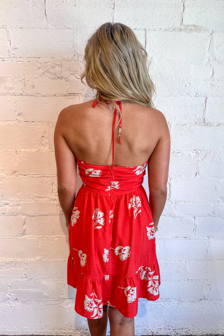 Peony Pop Tiered Mini Dress, Summer Dresses, Dresses and Rompers, Halter Dress, Dallas Boutique, Adeline Boutique, Boutique Dresses