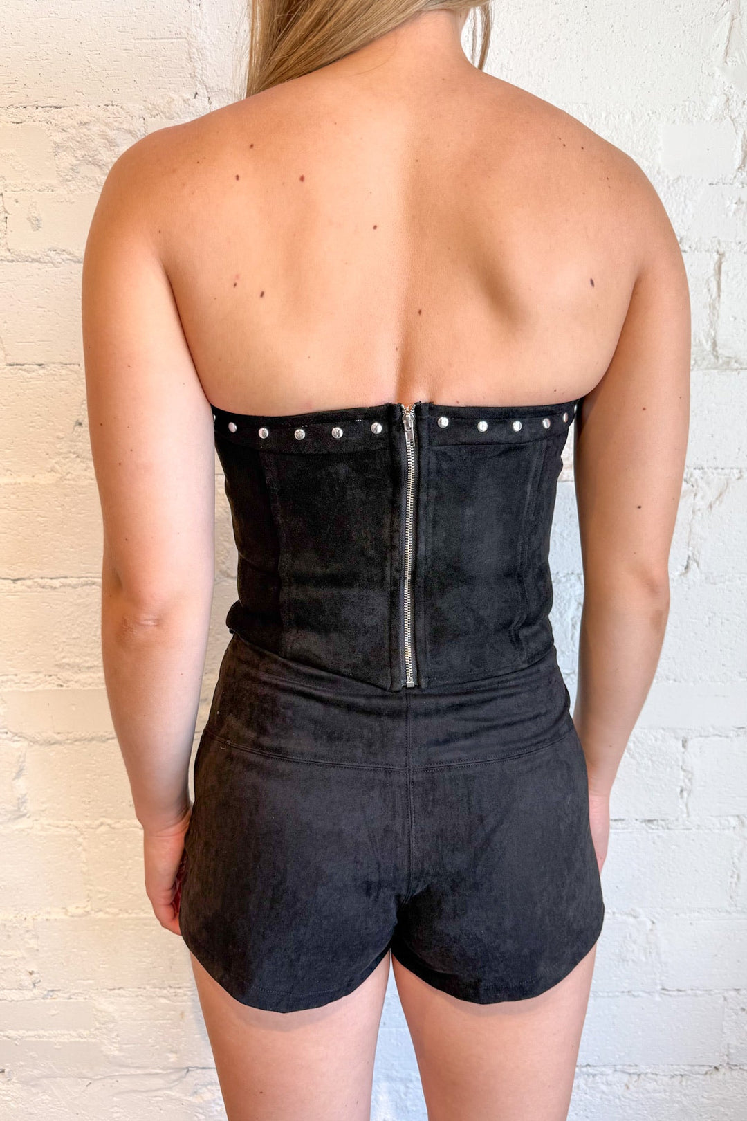 Persuaded Wrapped Mini Skort, Black Mini Skirt, Black Mini Suede Skirt, Black Studded Skirt, Fall and Winter Styles, Adeline Boutique, Dallas Boutique, Women's Clothing Boutique