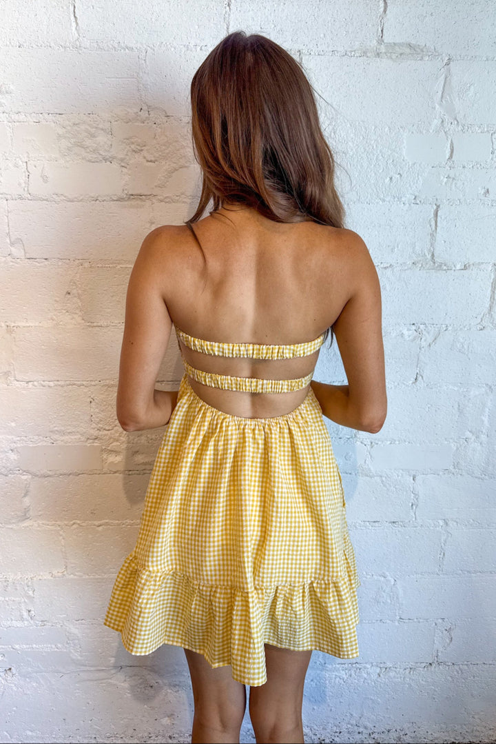 Picking Daisies Gingham Romper, Romper, Adeline Boutique, Dallas Boutique, Summer Styles, Yellow Dress