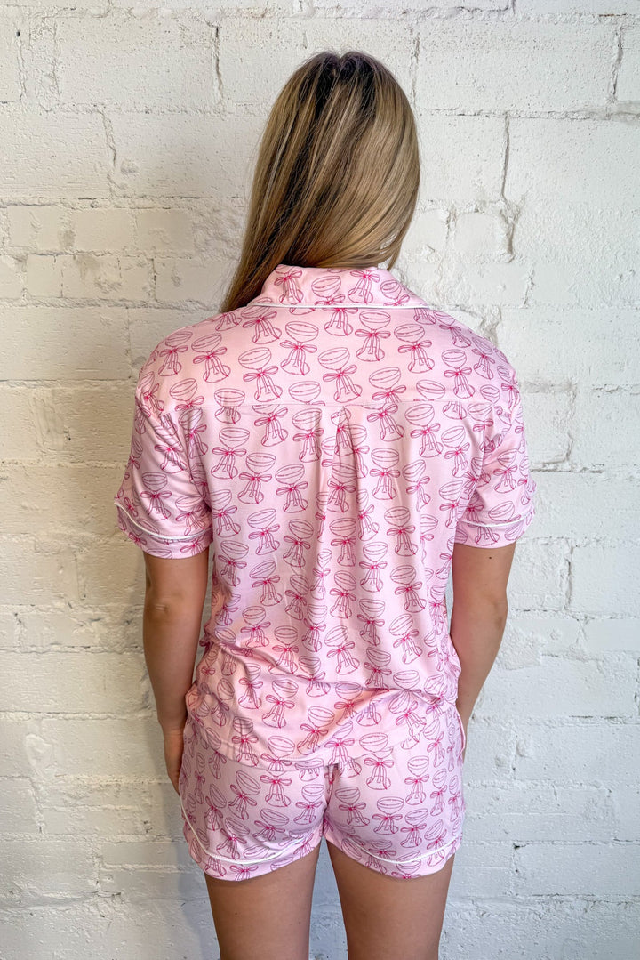 Pink Champagne Pajama Top, Pajama Tops, Tops, Adeline Boutique, Dallas Boutique, Holiday Pajamas, Loungewear, Lounge set