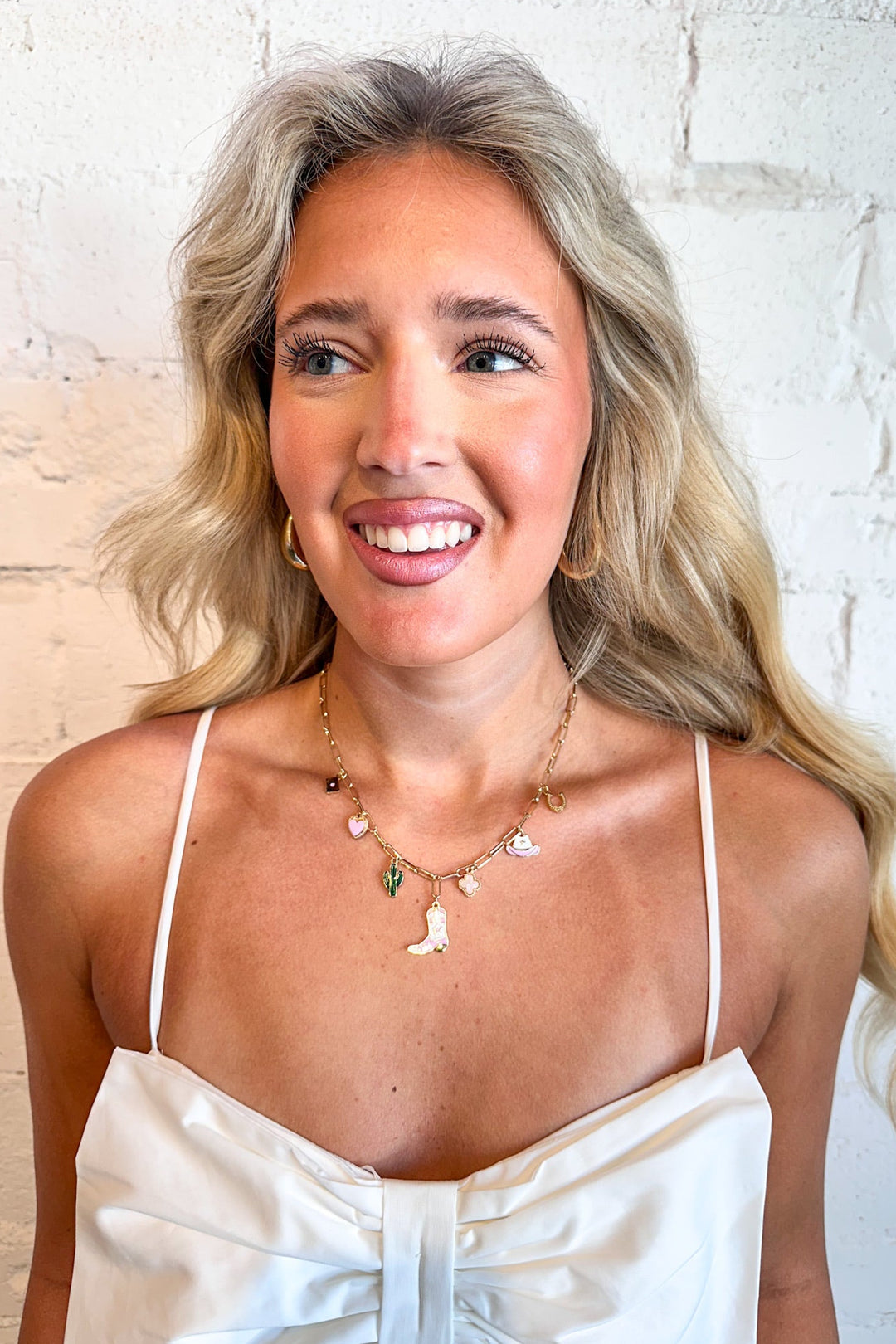 Pink Cowgirl Charm Necklace, Rodeo, Adeline Boutique, Boutique Jewelry, Dallas Boutique, Charm Necklace