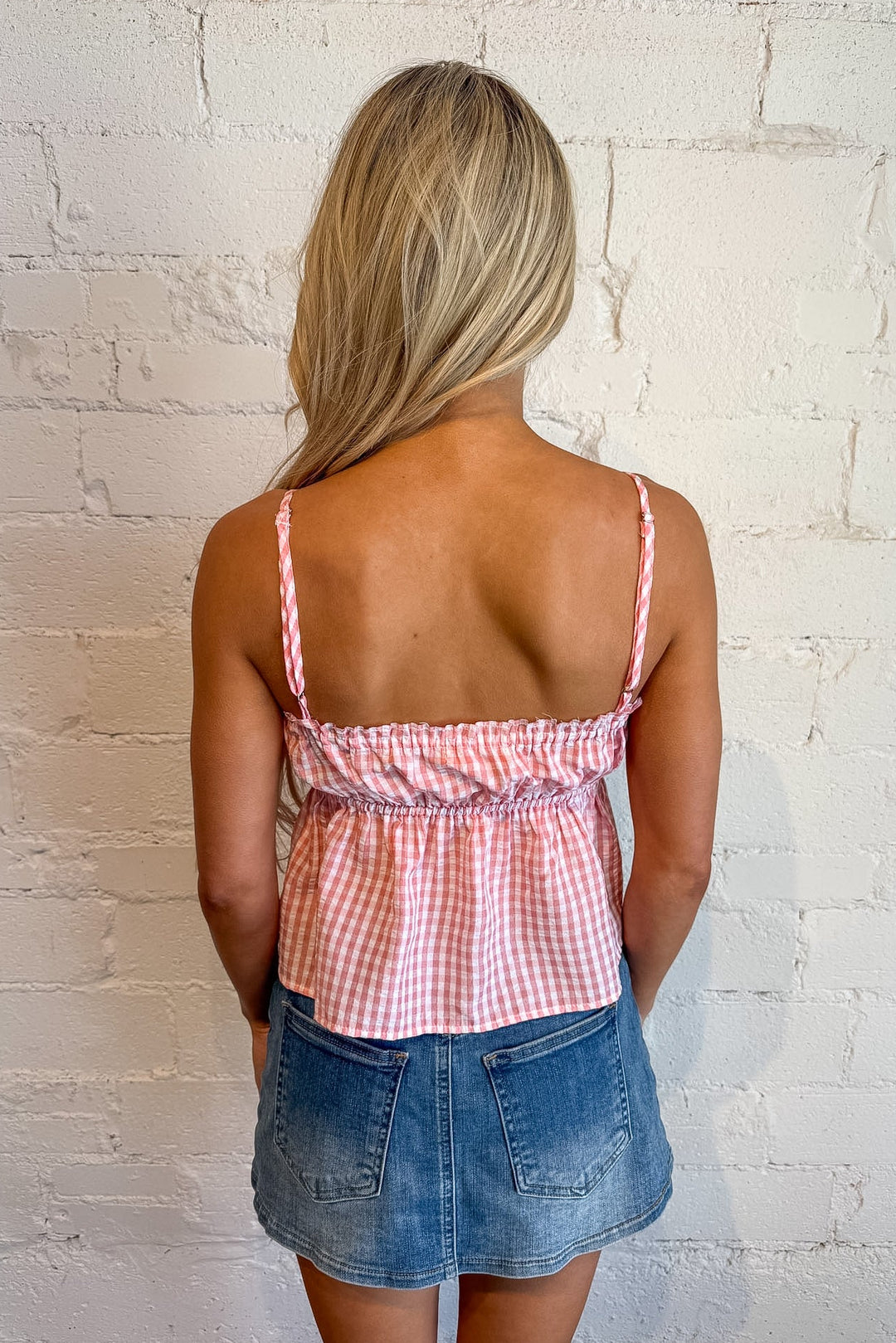 Emilie Peplum Cami Top, Gingham Top, Tank Tops, Spring and Summer Tops, Adeline Boutique, Dallas Boutique, Vacation Tops
