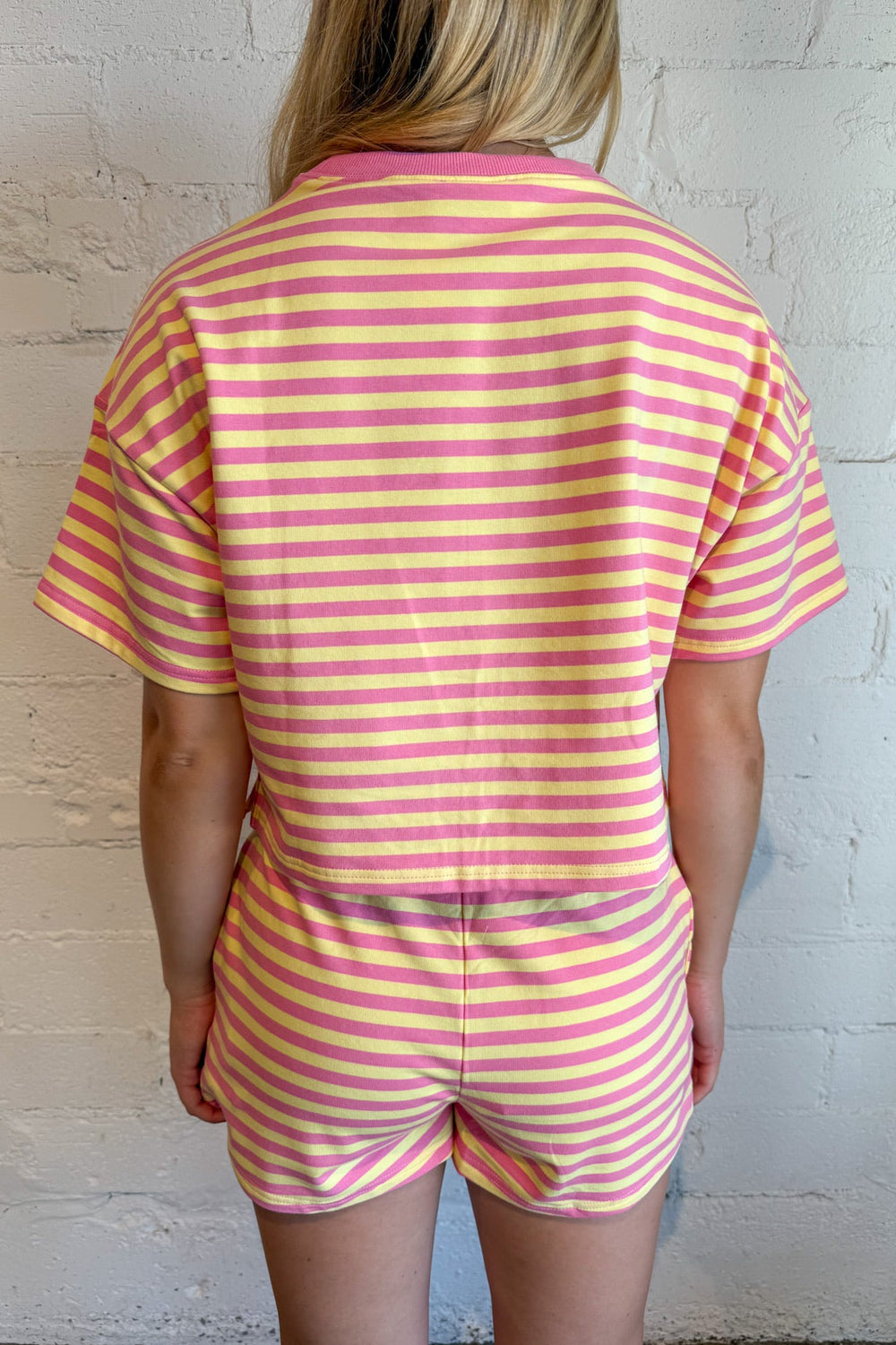 Pink Lemonade Striped Shorts, Cotton Shorts, Shorts, Bottoms, Lounge Shorts, Lounge Outfit, Two Piece Set, Matching Set, Adeline Boutique, Dallas Boutique