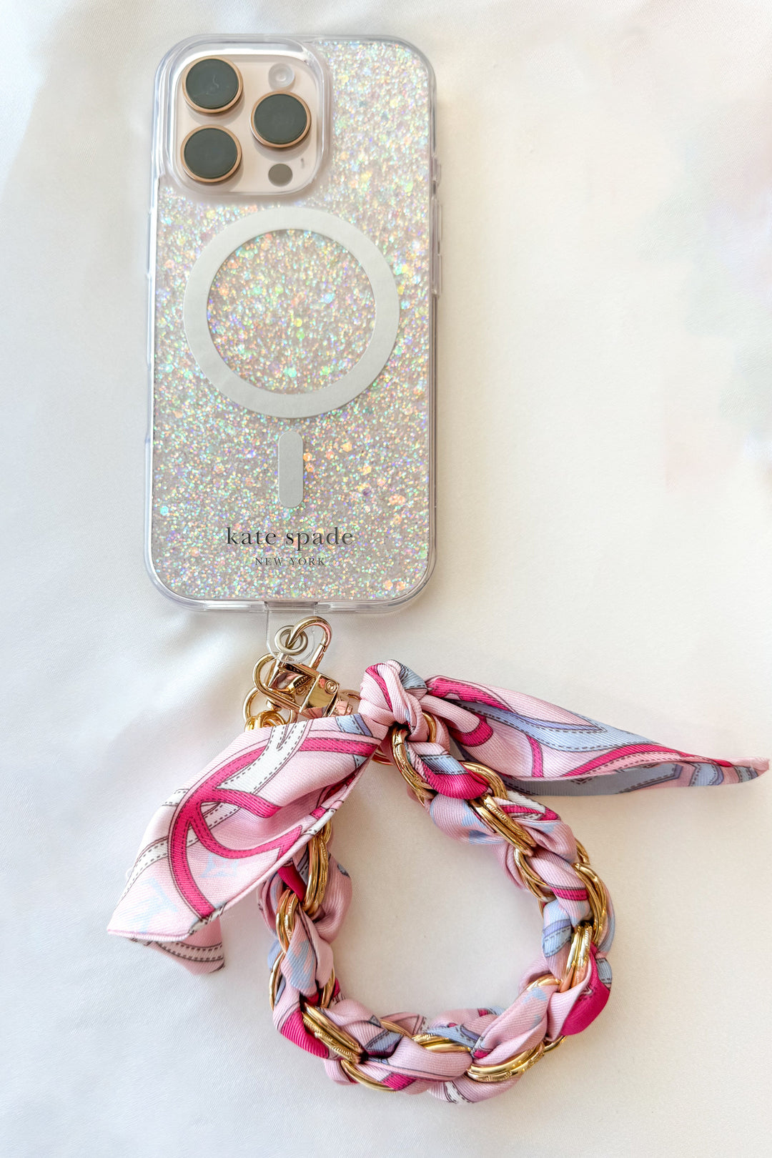 Pink Scarf Key & Phone Chain, Accessories, Phone Accessories, Adeline Boutique, Dallas Boutique, Keychain