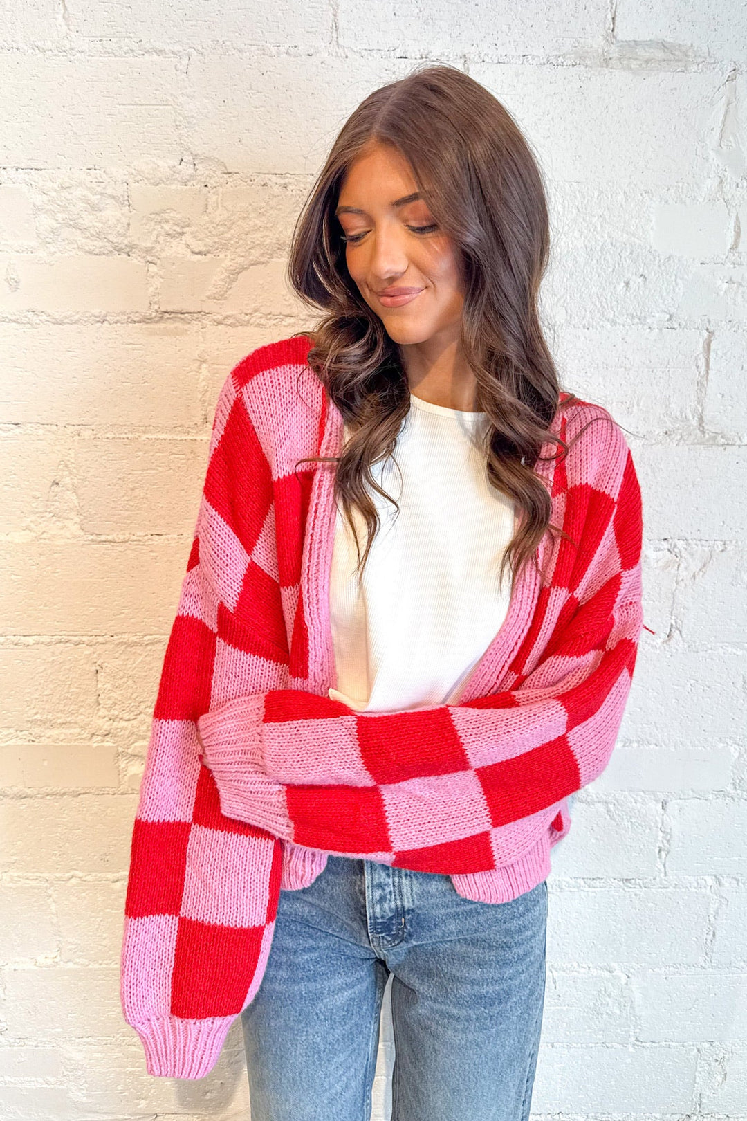Plaid Chunky Knit Cardigan, Cardigan, Sweaters, Oversized Cardigan, Color Block Sweater, Adeline Boutique, Dallas Boutique, Tops, Women's Clothing Boutique