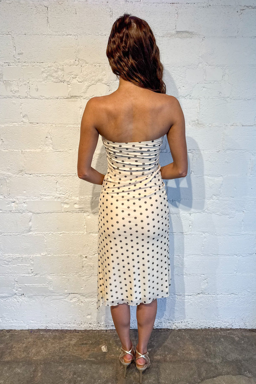 dresses with a slit on the side Polka Dot One Side Slit Tube Dress