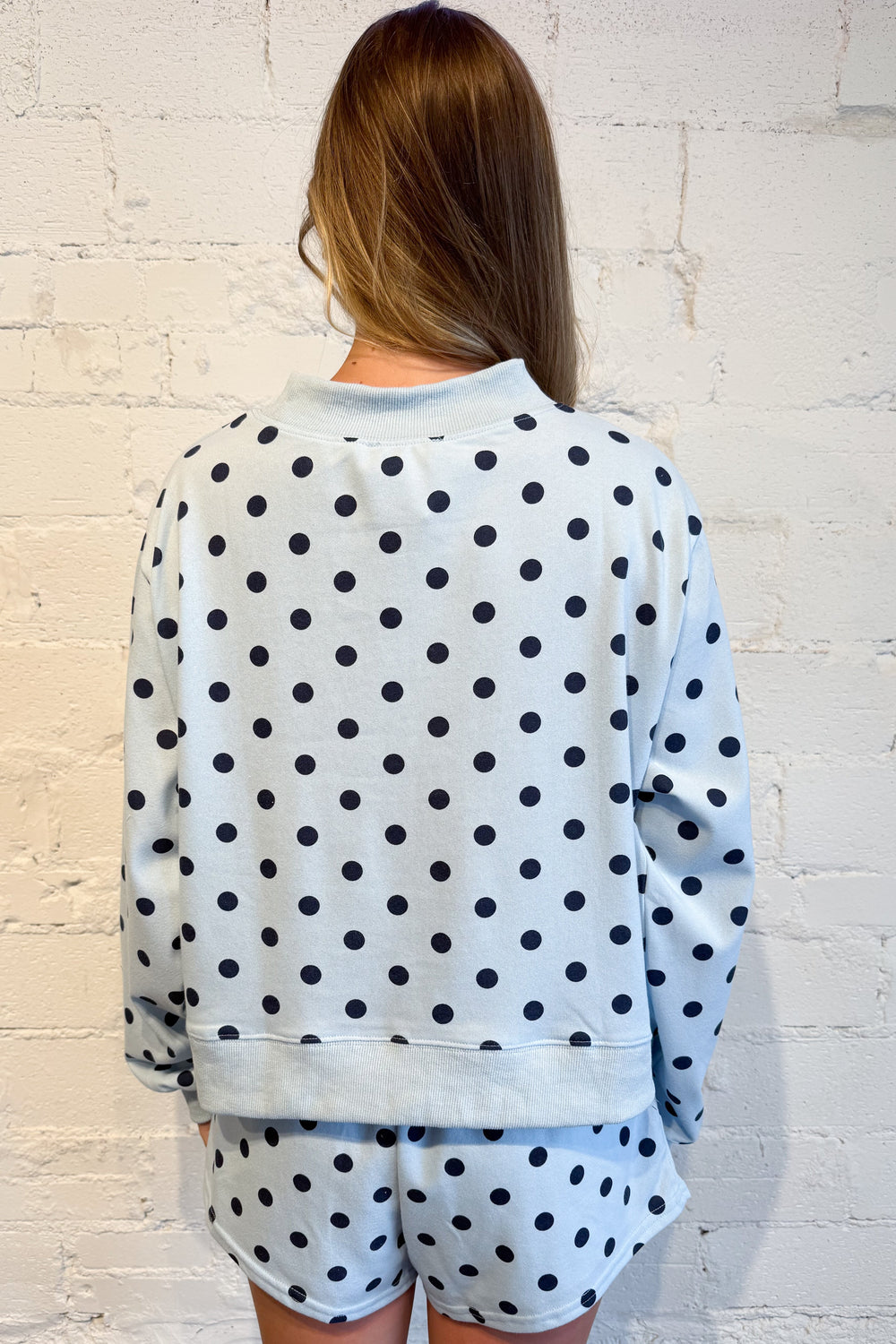Polka Party Mock Neck Sweatshirt Back, adeline boutique dallas boutique, boutique