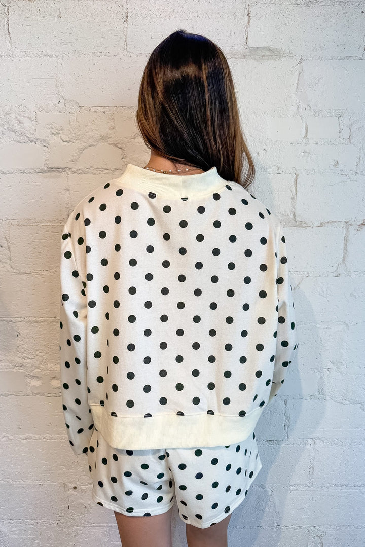 Polka Party Mockneck White, Polka Dot Mockneck