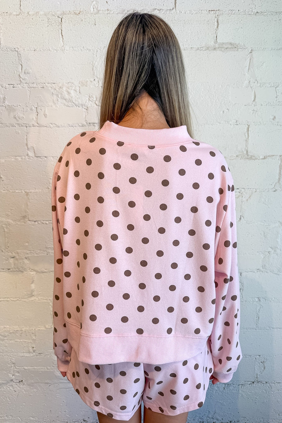 Polka dot shorts, pink shorts, sweat shorts, set
