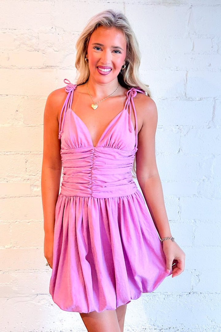 Pops of Charm Bubble Hem Mini Dress,Pink Dress,Pink, Womens Boutique, Boutique