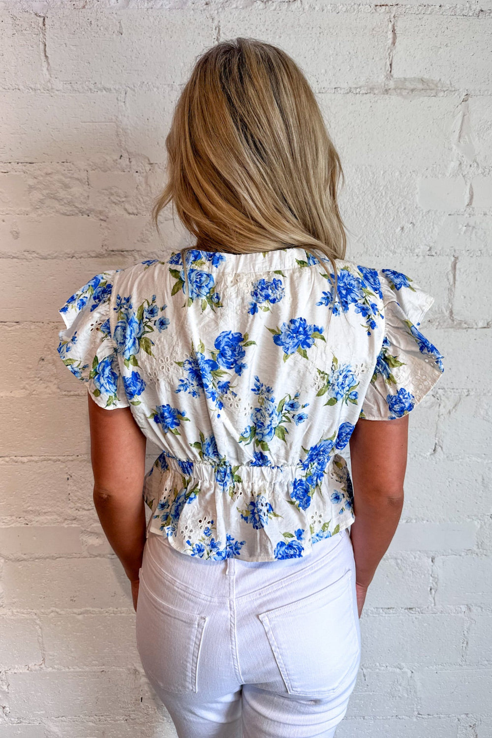 Porcelain Bloom Top, Tops, Summer Top, Floral Top, Adeline Boutique, Dallas Boutique, Boutique Clothing
