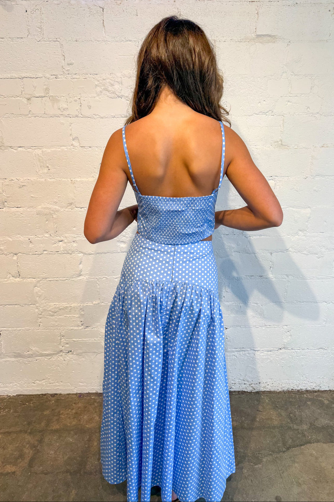 Presley Polka Dot Maxi Skirt, Maxi Skirt, Polka Dot Skirt, Sets, Matching Sets, Spring and Summer Styles, Adeline Boutique, Dallas Boutique, Vacation Sets, Skirts