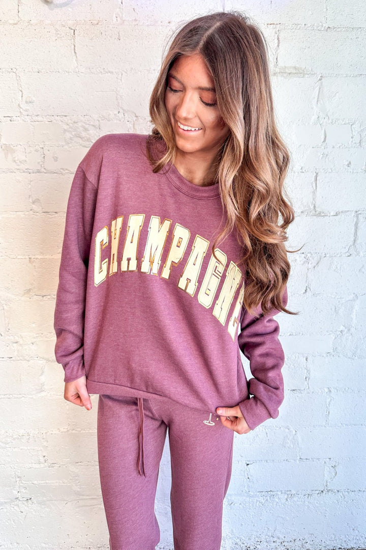 Project Social Champagne Foil Sweatshirt, Sweatshirt, Adeline Boutique, Matching Set, Two Piece Set