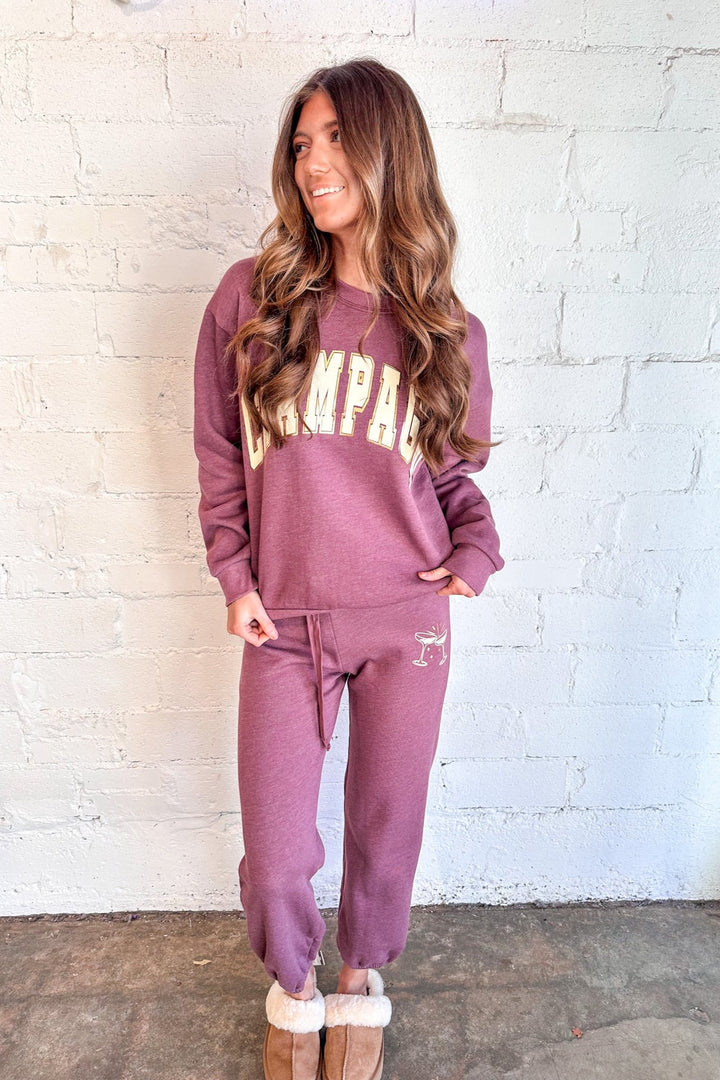 Project Social Champagne Foil Sweatshirt, Sweatshirt, Adeline Boutique, Matching Set, Two Piece Set