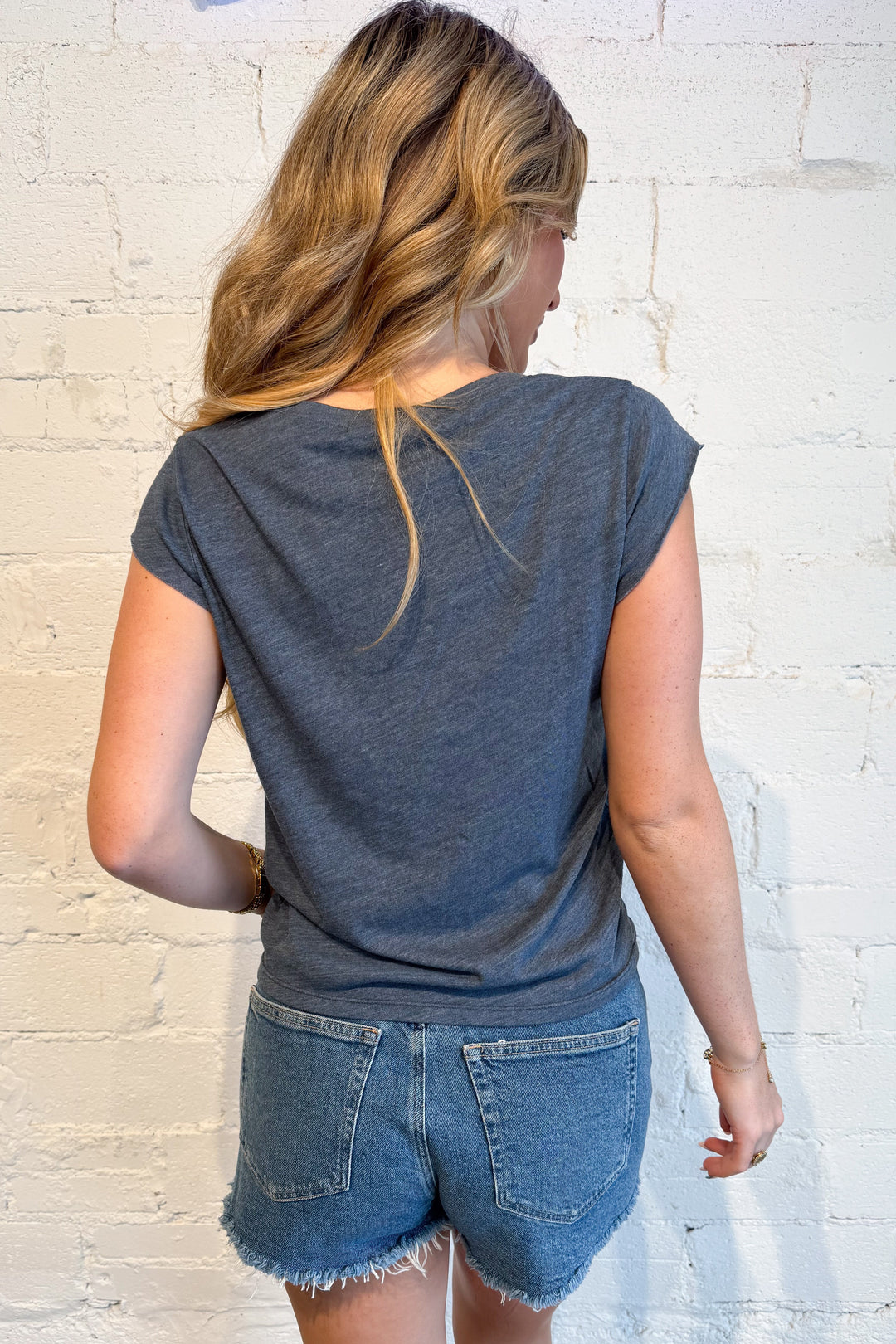 Project Social T Canyon V-Neck Tee Indigo Back, adeline boutique, dallas boutique, boutique