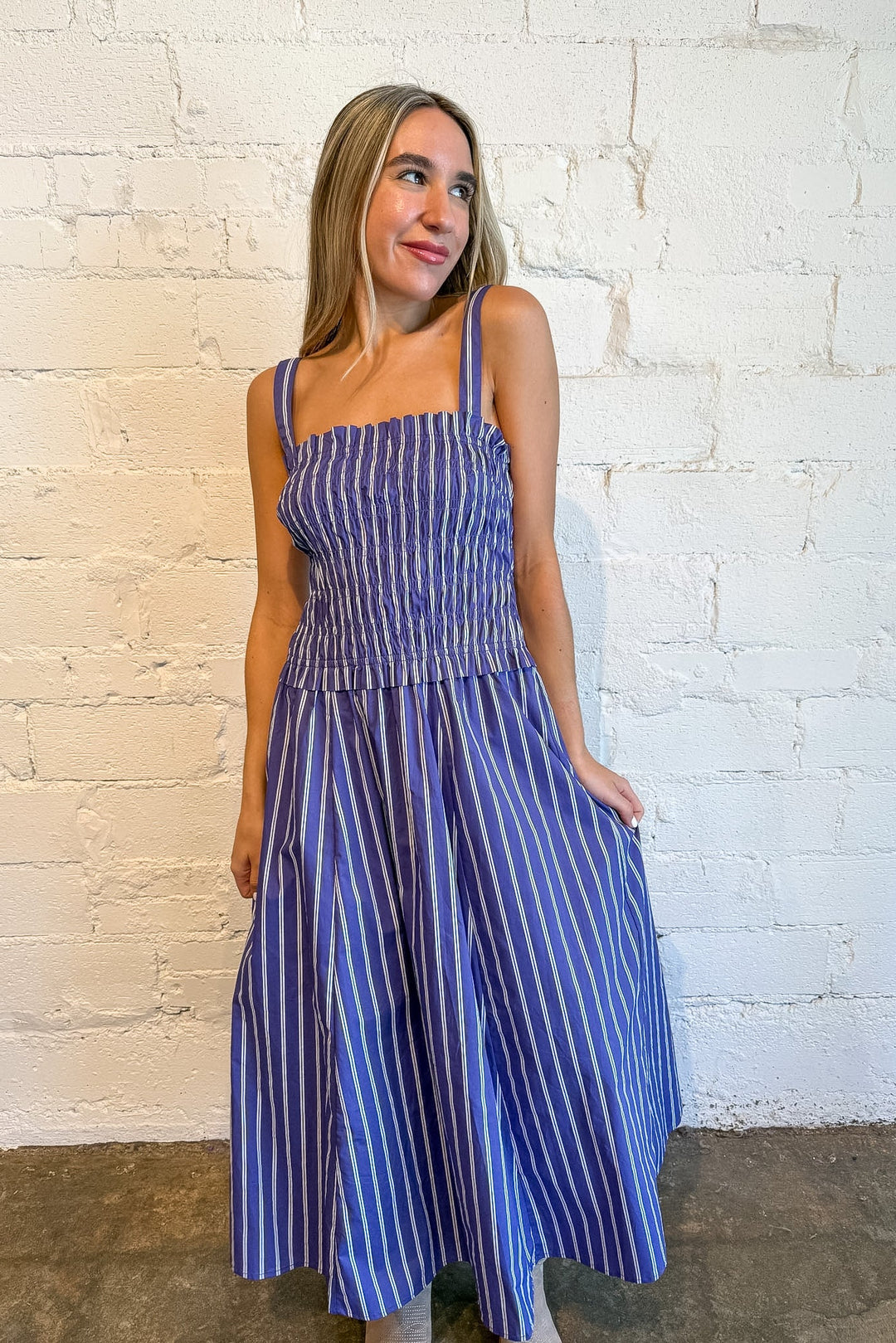 Purple stripe maxi dress, purple maxi dress, purple gameday dress