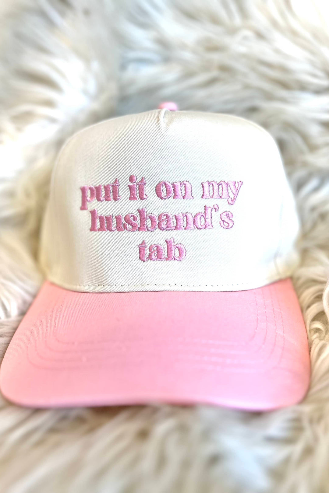 Put It On My Husbands Tab Canvas Hat, Trucker Hat, Adeline Boutique, Dallas Boutique