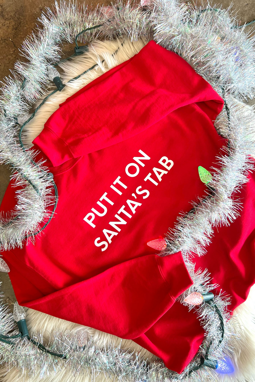 Put it on Santa's Tab Graphic Sweatshirt, Graphic Sweatshirt, Holiday Sweatshirt, Crewneck, Adeline Boutique 