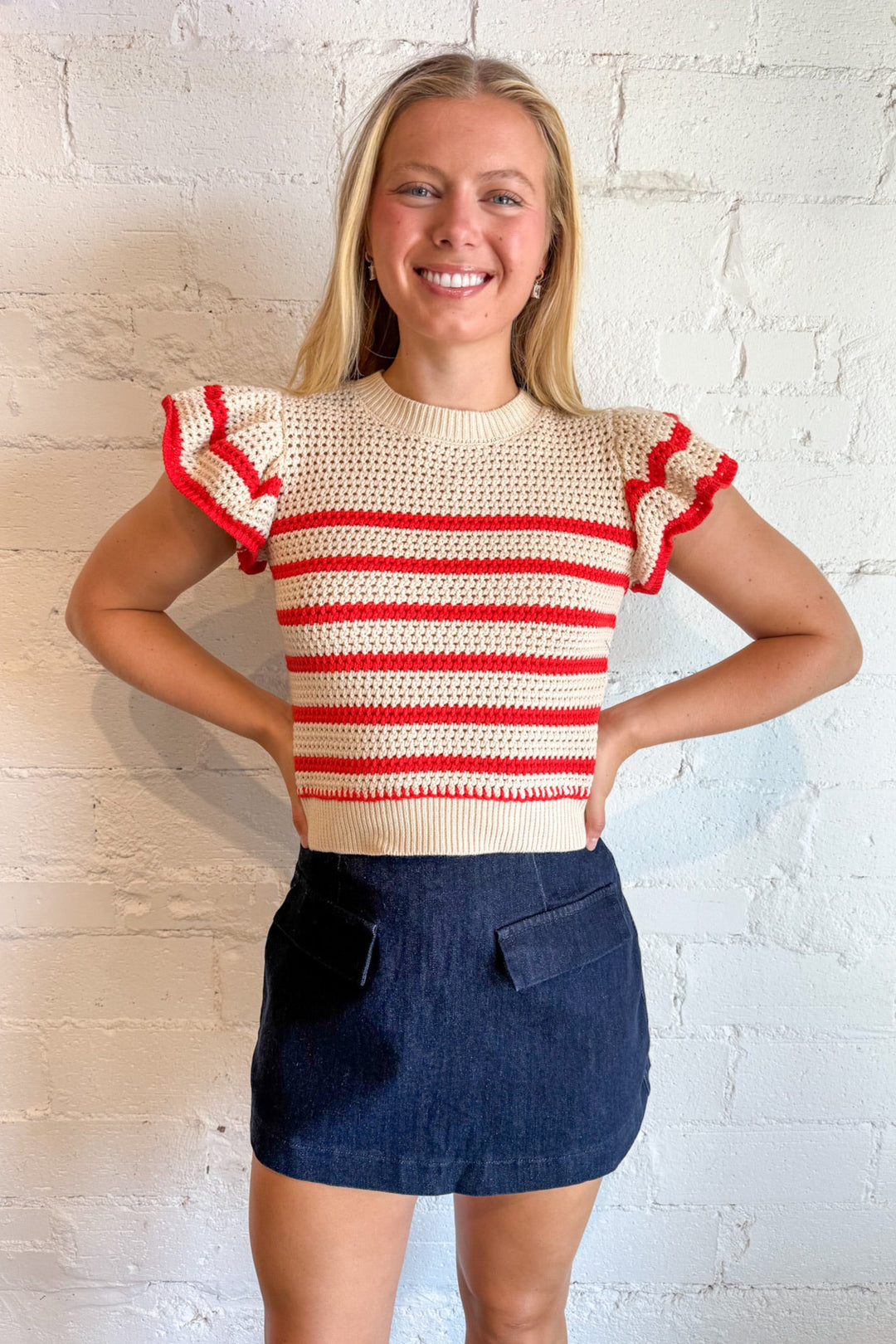 Red Hot Knit Sweater, Cropped Sweater, Striped Sweater, Fall Styles, Adeline Boutique, Dallas Boutique, Knit Tops