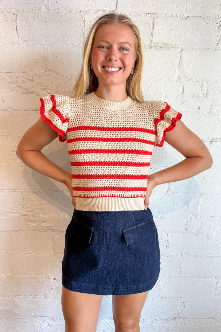 Red Hot Knit Sweater, Cropped Sweater, Striped Sweater, Fall Styles, Adeline Boutique, Dallas Boutique, Knit Tops
