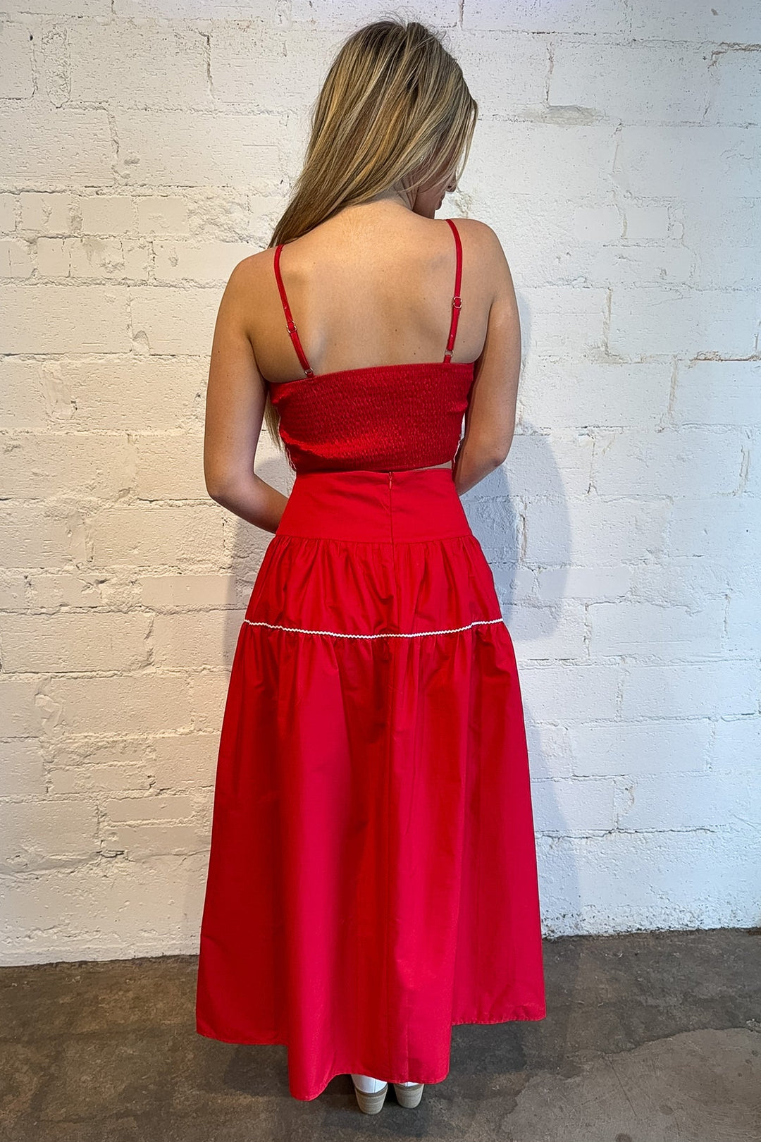 Red Matching Set with Maxi Skirt , gameday matching set, red maxi skirt, gameday set, red set 