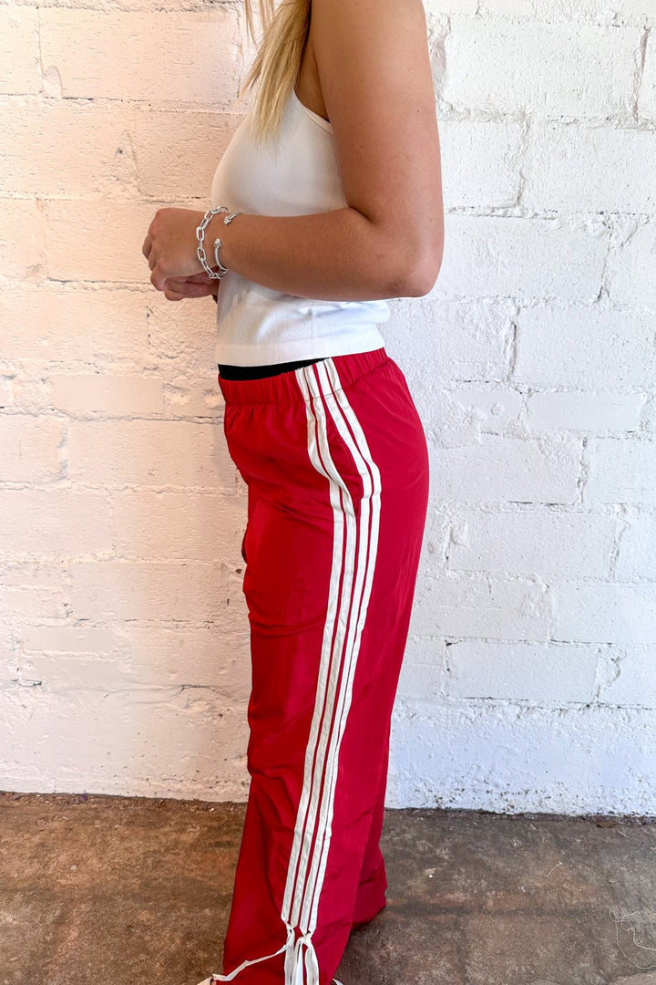 Red Mel Bow Pants, Mel Bow Pants, Track Pants, Pants with Bows, Dallas Boutique, Boutique Clothing, Boutique Shopping, Boutiques 
