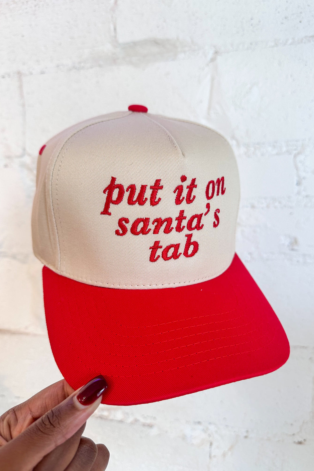 Put it On Santa's Tab, Graphic Hat, Trucker Hat, Adeline Boutique 