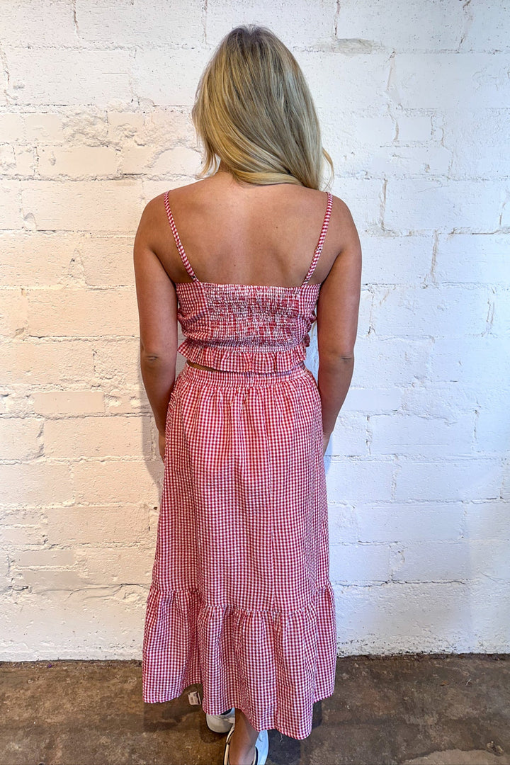 Sunny Day Gingham Midi Skirt, Maxi Skirt, Adeline Boutique, Matching Set, Spring and Summer Sets, Skirt, Gingham, Dallas Boutique 