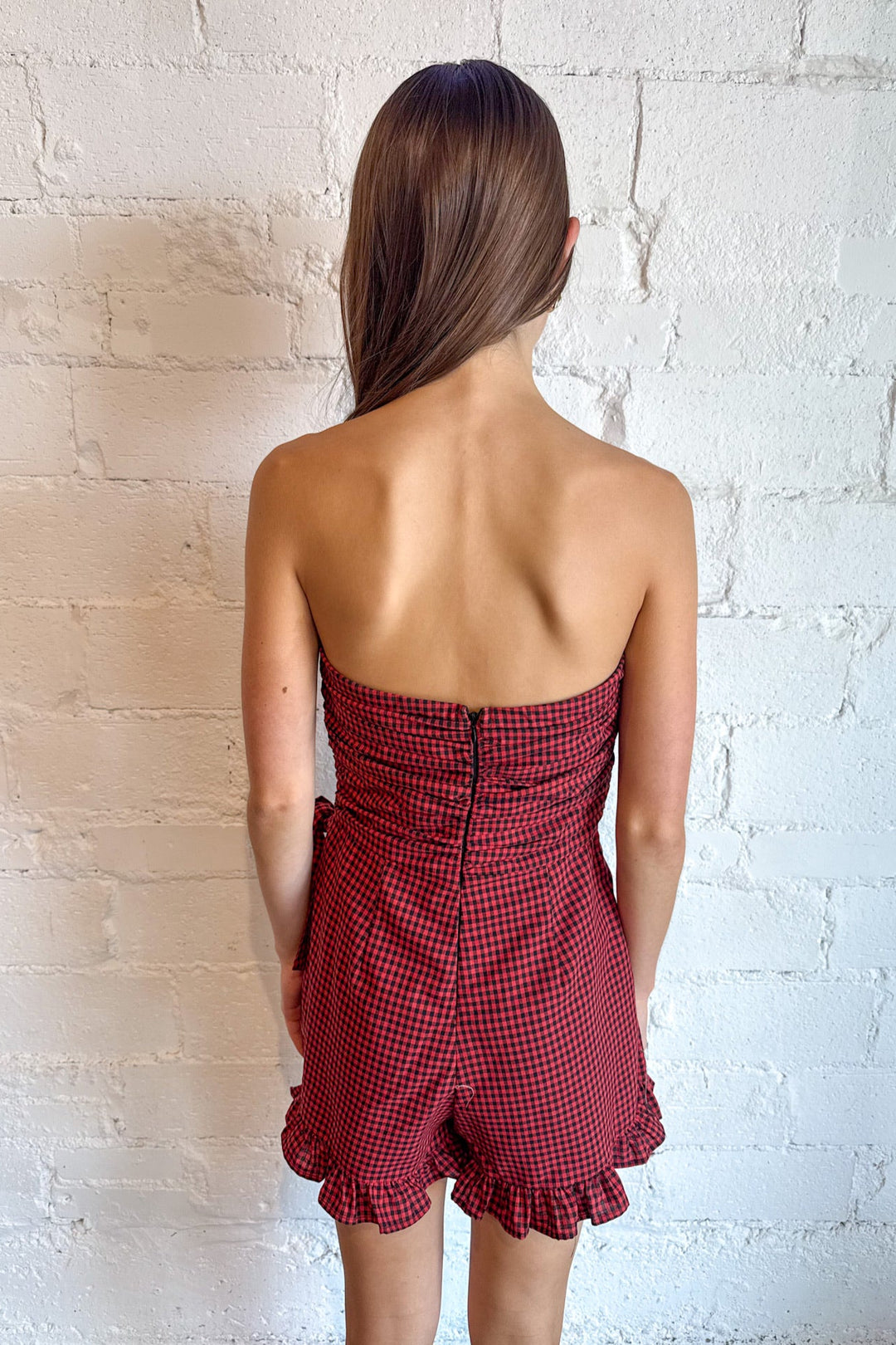 Sweet Gingham Girl Romper, Romper, Game Day Romper, Adeline Boutique, Dallas Boutique, Boutique clothing 