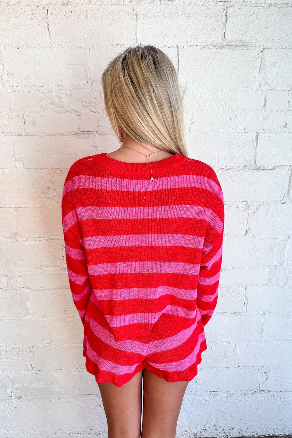 Red and Hot Pink Stripe Shorts, Shorts, Matching Set, Two Piece Set, Loungewear, Adeline Boutique 